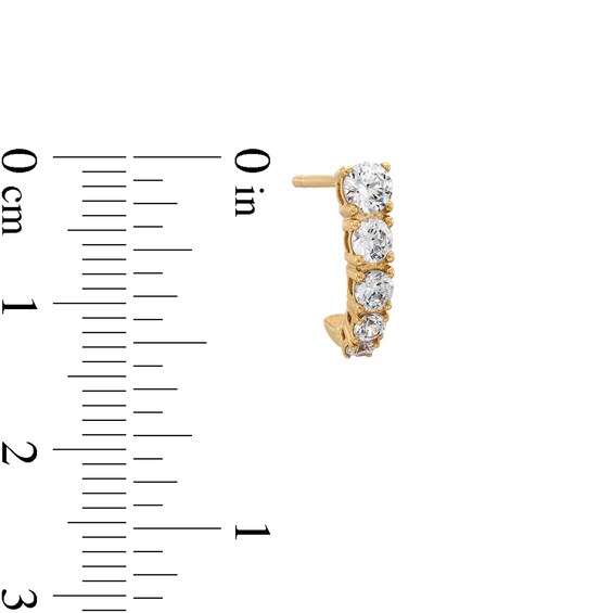 3/4 CT. T.w. Diamond Graduated Five Stone J-Hoop Earrings in 10K Gold