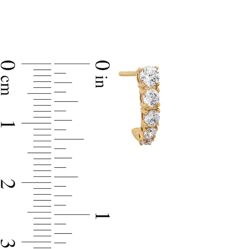 Main Image 3 of 3/4 CT. T.W. Diamond Graduated Five Stone J-Hoop Earrings in 10K Gold