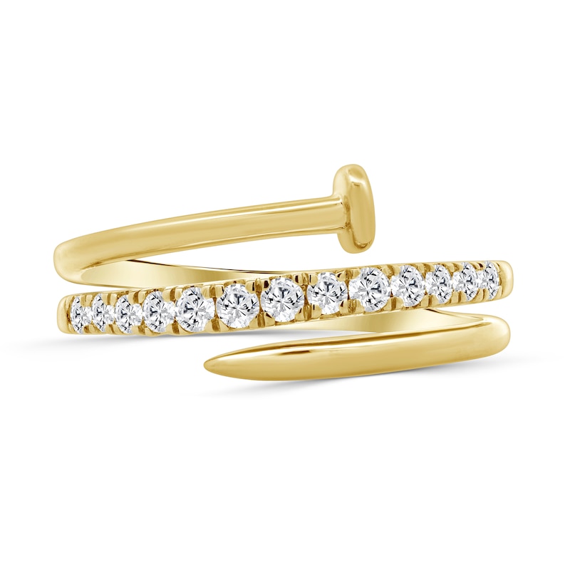 Main Image 3 of 1/3 CT. T.W. Diamond Spiral Nail Ring in 10K Gold