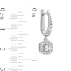 Thumbnail Image 3 of 3/4 CT. T.W. Princess-Cut Diamond Cushion-Shaped Frame Dangle Hoop Earrings in 10K White Gold
