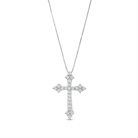 1/2 CT. T.w. Diamond Gothic-Style Cross Pendant in 10K White Gold - 19"
