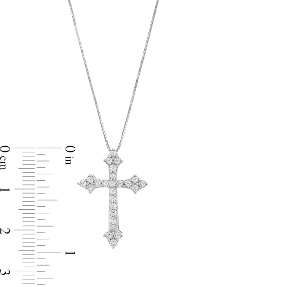 1/2 CT. T.w. Diamond Gothic-Style Cross Pendant in 10K White Gold - 19"