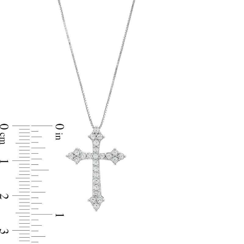 1/2 CT. T.W. Diamond Gothic-Style Cross Pendant in 10K White Gold - 19"