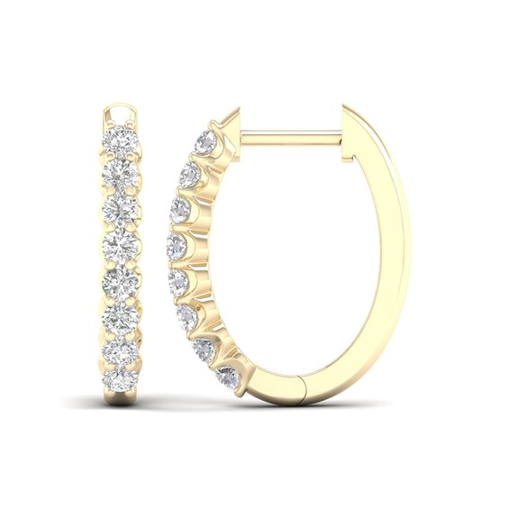 1/ CT. T.w. Diamond Oval Hoop Earrings in 10K Gold