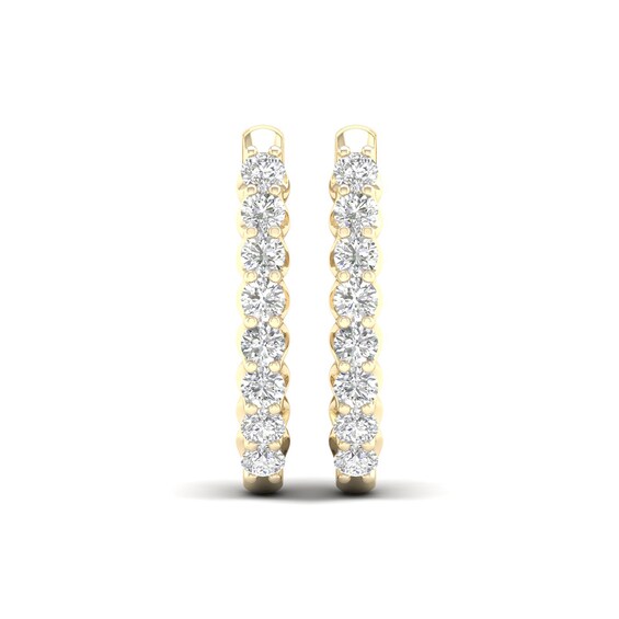 1/ CT. T.w. Diamond Oval Hoop Earrings in 10K Gold