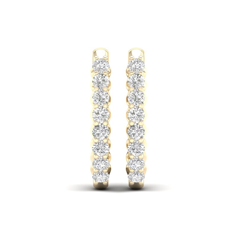 Main Image 3 of 1/2 CT. T.W. Diamond Oval Hoop Earrings in 10K Gold