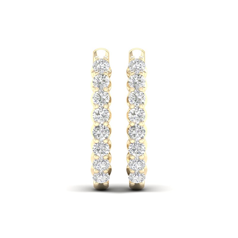 1/2 CT. T.W. Diamond Oval Hoop Earrings in 10K Gold