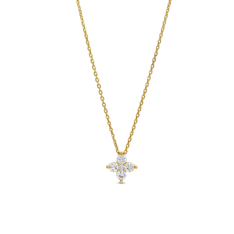 Main Image 1 of 3/8 CT. T.W. Diamond Five Stone Flower Necklace in 10K Gold - 19"