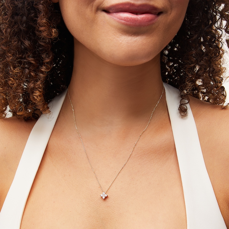 Main Image 2 of 3/8 CT. T.W. Diamond Five Stone Flower Necklace in 10K Gold - 19"