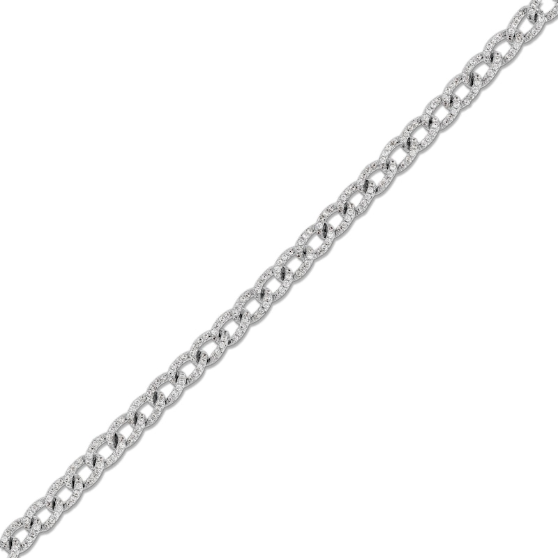 Main Image 1 of 1-1/4 CT. T.W. Diamond Curb Chain Bracelet in 10K White Gold - 7.25"