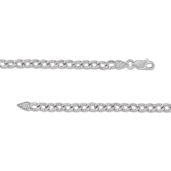 1-1/4 CT. T.w. Diamond Curb Chain Bracelet in 10K White Gold - 7.25"