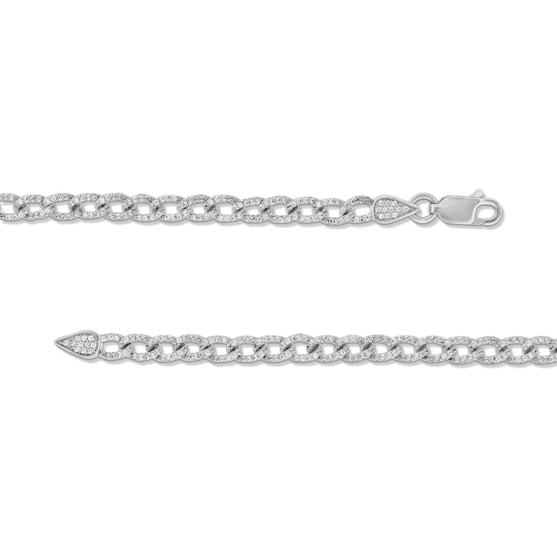 Main Image 3 of 1-1/4 CT. T.W. Diamond Curb Chain Bracelet in 10K White Gold - 7.25"