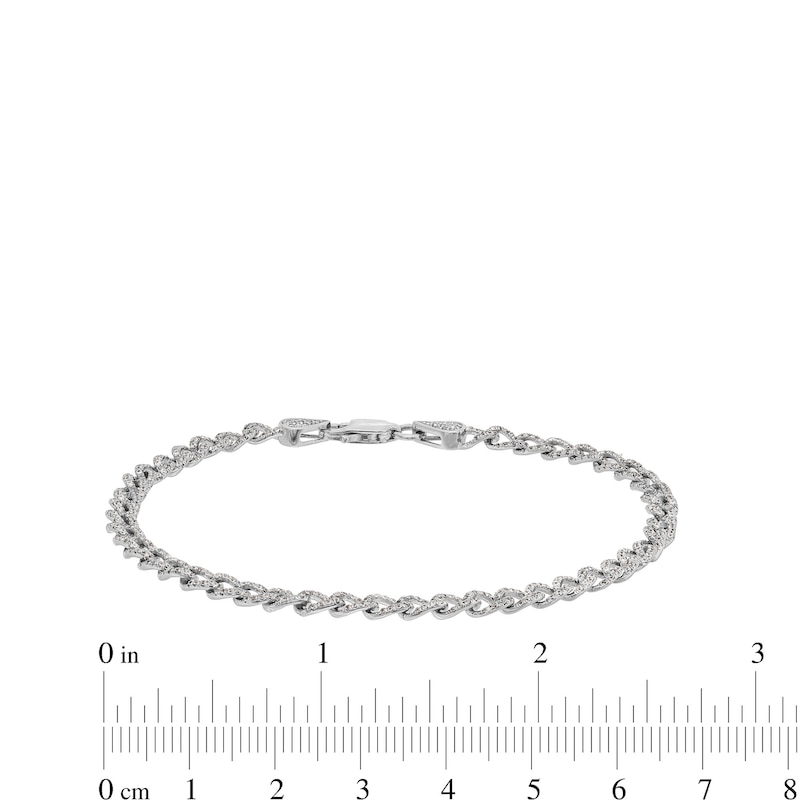 Main Image 4 of 1-1/4 CT. T.W. Diamond Curb Chain Bracelet in 10K White Gold - 7.25"