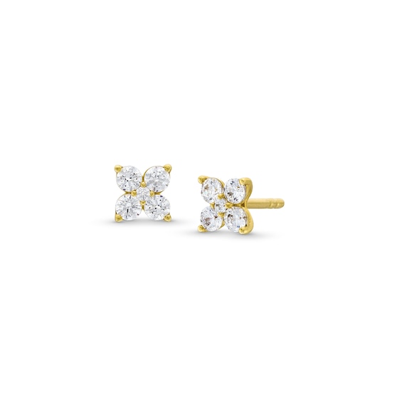 3/8 CT. T.w. Diamond Five Stone Flower Stud Earrings in 10K Gold