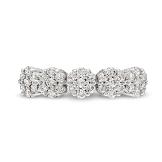 1/2 CT. T.w. Multi-Diamond Five Flower Cluster Ring in 10K White Gold