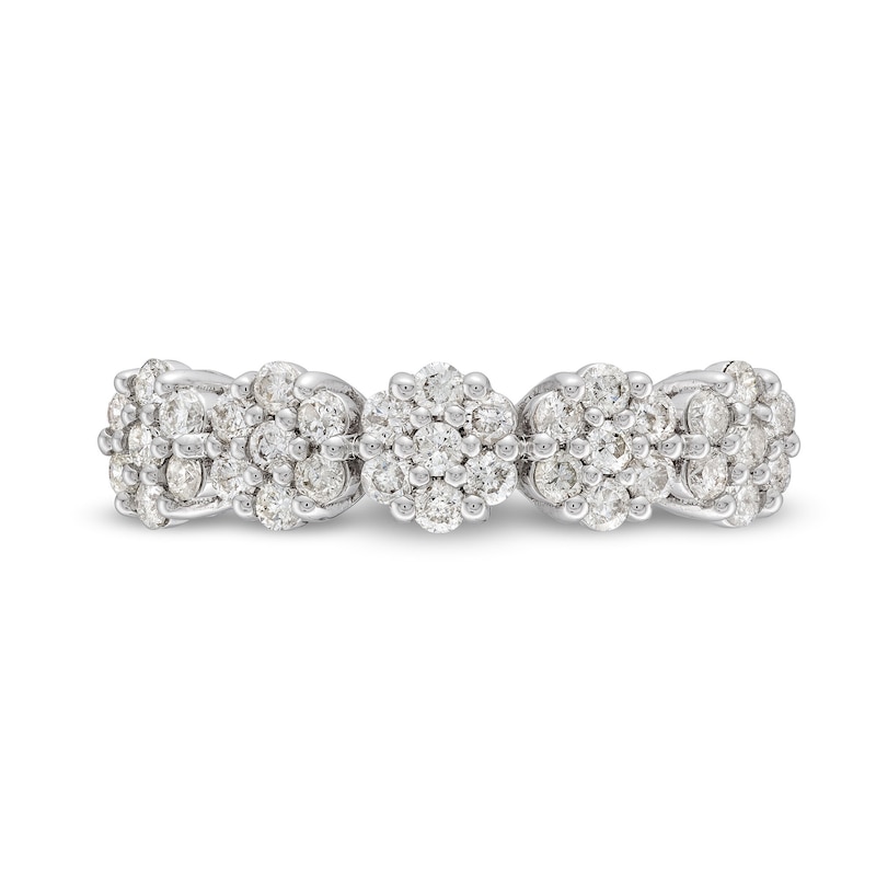 Main Image 4 of 1/2 CT. T.W. Multi-Diamond Five Flower Cluster Ring in 10K White Gold