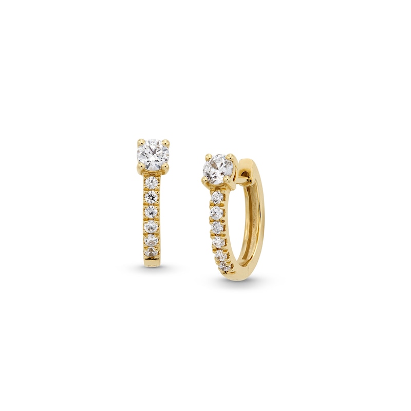 Main Image 1 of 1/2 CT. T.W. Diamond Hoop Earrings in 10K Gold