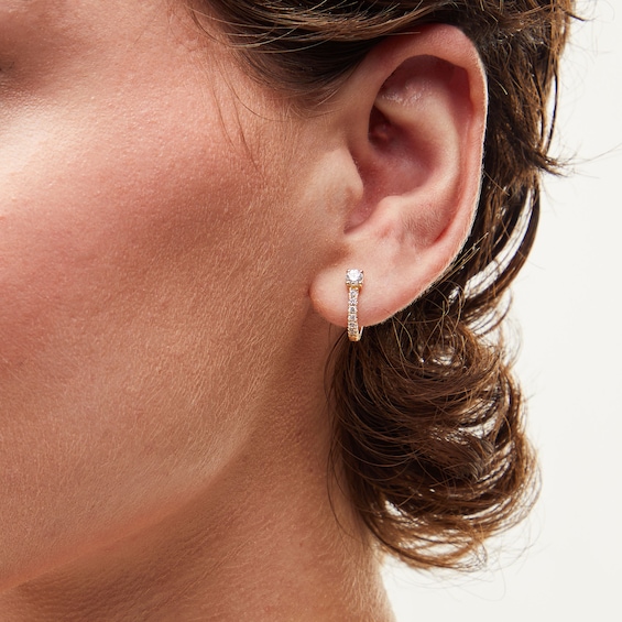 1/2 CT. T.w. Diamond Hoop Earrings in 10K Gold