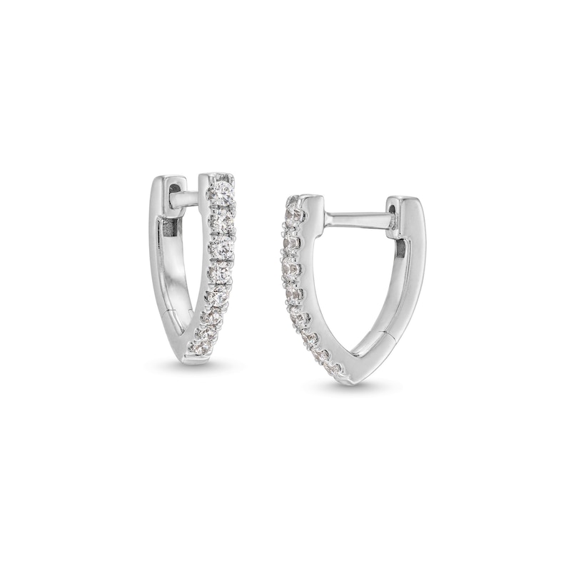 Main Image 1 of 1/5 CT. T.W. Diamond Wishbone-Shaped Huggie Hoop Earrings in Sterling Silver