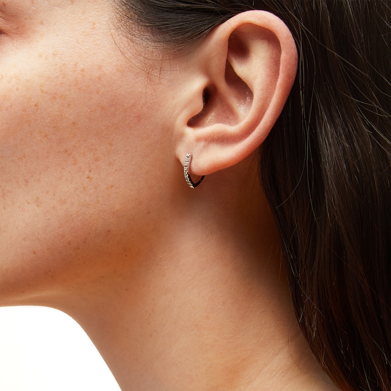 Main Image 2 of 1/5 CT. T.W. Diamond Wishbone-Shaped Huggie Hoop Earrings in Sterling Silver