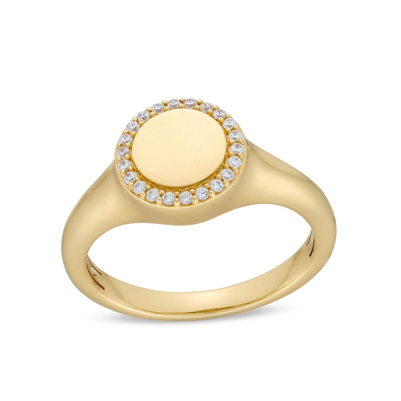 Main Image 1 of 1/10 CT. T.W. Diamond Frame Signet Ring in 10K Gold