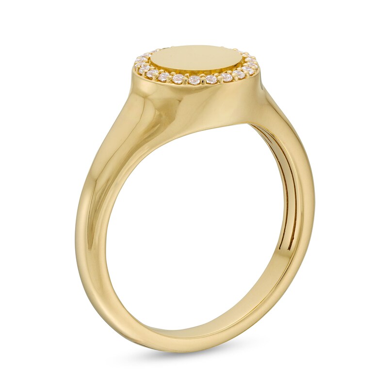 Main Image 3 of 1/10 CT. T.W. Diamond Frame Signet Ring in 10K Gold