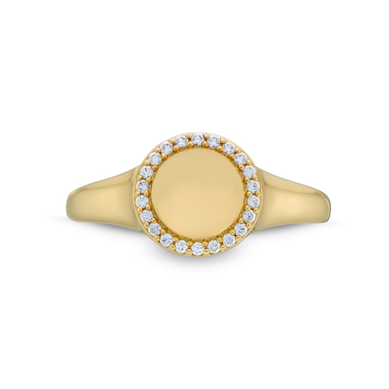 Main Image 4 of 1/10 CT. T.W. Diamond Frame Signet Ring in 10K Gold