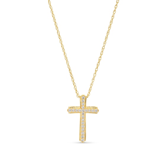 1/4 CT. T.w. Diamond Flared Cross Pendant in 10K Gold - 19"