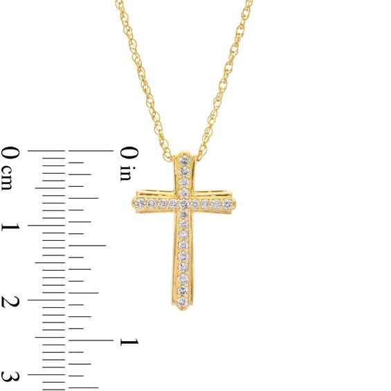 1/4 CT. T.w. Diamond Flared Cross Pendant in 10K Gold - 19"