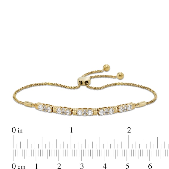 1 CT. T.w. Round and Baguette-Cut Diamond Bolo Bracelet in 10K Gold - 9â