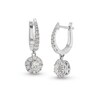 Thumbnail Image 1 of 1 CT. T.W. Diamond Frame Dangle Hoop Earrings in 10K White Gold