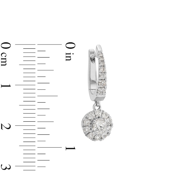 1 CT. T.w. Diamond Frame Dangle Hoop Earrings in 10K White Gold