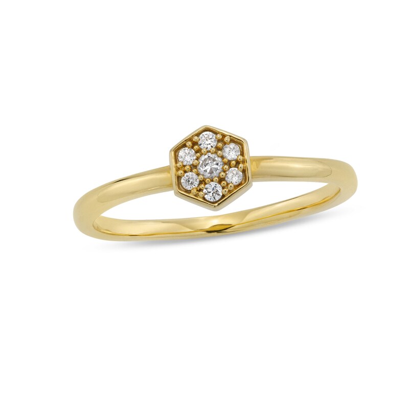 Main Image 1 of 1/10 CT. T.W. Hexagon Multi-Diamond Ring in 10K Gold