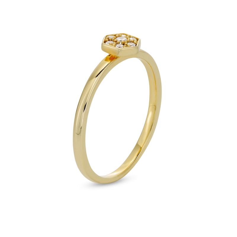 Main Image 3 of 1/10 CT. T.W. Hexagon Multi-Diamond Ring in 10K Gold