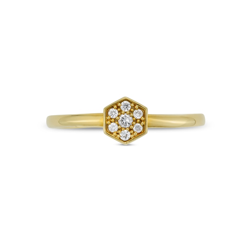 Main Image 4 of 1/10 CT. T.W. Hexagon Multi-Diamond Ring in 10K Gold