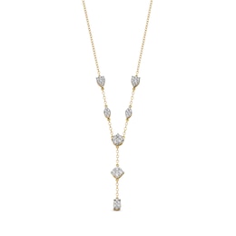 5/8 CT. T.W. Multi-Shaped Multi-Diamond Station "Y" Necklace in 10K Gold