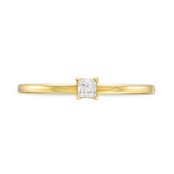 1/10 CT. Princess-Cut Diamond Solitaire Ring in 10K Gold (I/I1)