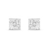 Thumbnail Image 1 of 1/3 CT. T.W. Baguette and Round Certified Lab-Grown Multi-Diamond Square Stud Earrings in 14K White Gold (F/SI2)