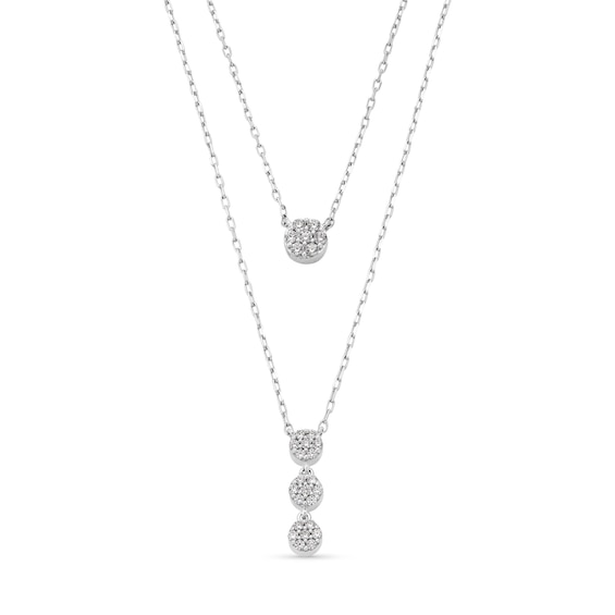 1/4 CT. T.w. Multi-Diamond Double Drop Necklace in 10K Gold