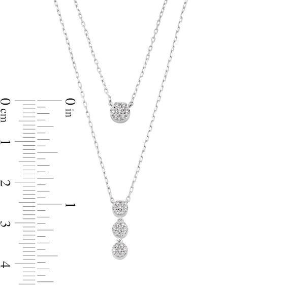1/4 CT. T.w. Multi-Diamond Double Drop Necklace in 10K White Gold - 17â