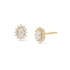Thumbnail Image 1 of 1/2 CT. T.W. Oval Diamond Sunburst Frame Stud Earrings in 10K Gold
