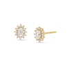 Thumbnail Image 0 of 1/2 CT. T.W. Oval Diamond Sunburst Frame Stud Earrings in 10K Gold