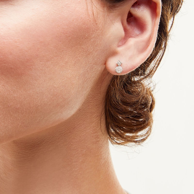 Main Image 2 of 1/3 CT. T.W. Multi-Diamond Dangle Drop Earrings in 10K White Gold