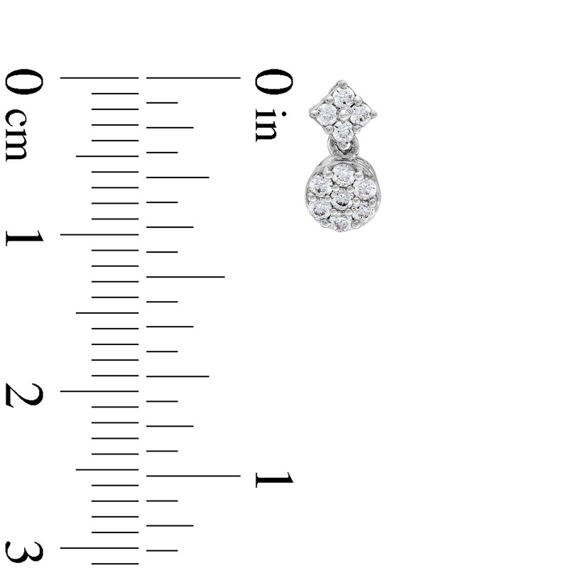 Main Image 3 of 1/3 CT. T.W. Multi-Diamond Dangle Drop Earrings in 10K White Gold
