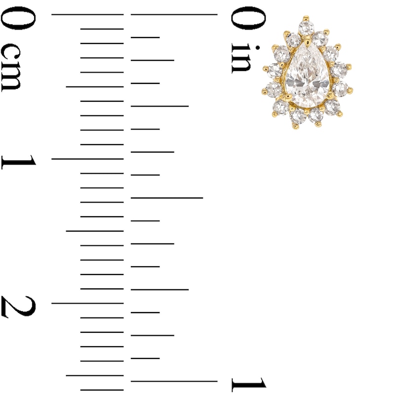 Main Image 3 of 1/2 CT. T.W. Pear-Shaped Diamond Sunburst Frame Stud Earrings in 10K Gold