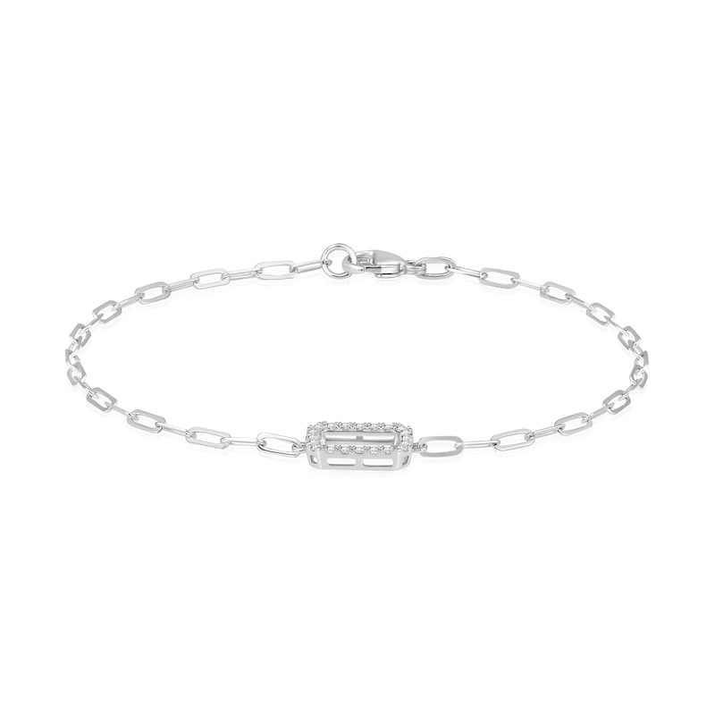 Main Image 2 of 1/6 CT. T.W. Diamond Open Octagon Paper Clip Link Chain Bracelet in Sterling Silver