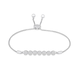 1/4 CT. T.W. Multi-Diamond Cluster Bolo Bracelet in 10K White Gold - 8"