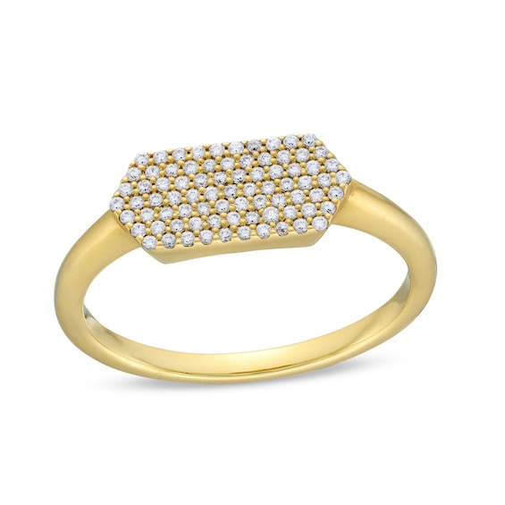 1/5 CT. T.w. Multi-Diamond Sideways Hexagon Ring in 10K Gold