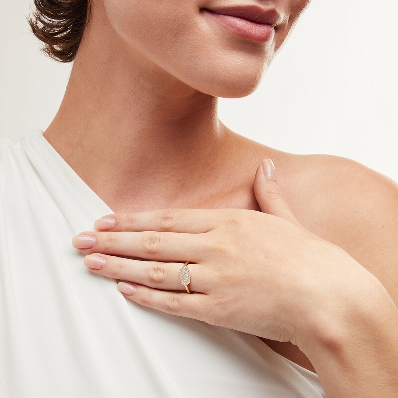 Main Image 2 of 1/5 CT. T.W. Multi-Diamond Sideways Hexagon Ring in 10K Gold