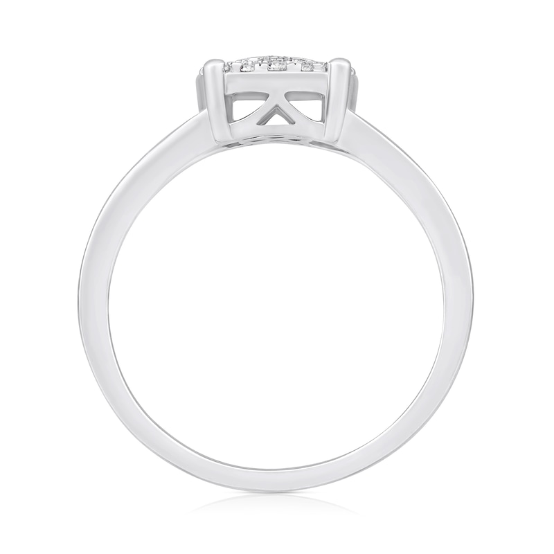 1/3 CT. T.W. Multi-Diamond Center Split Shank Fashion Ring in 10K White Gold